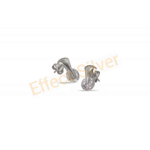 Silver earrings - "Oval stone"